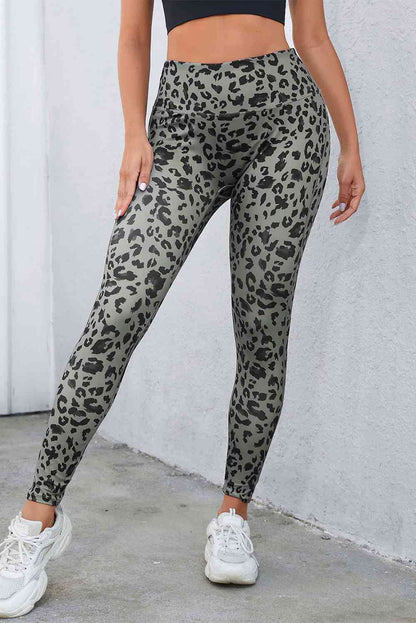 Leopard Print Wide Waistband Leggings - Munsieur