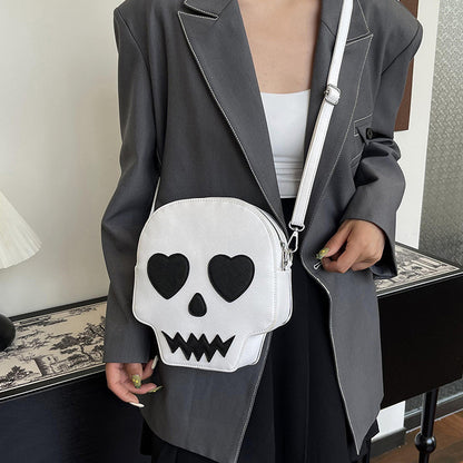 Halloween Skull Shoulder Bag with Love Eyes - Fashion Crossbody Bag