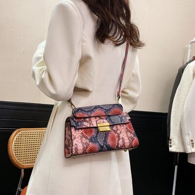 PU Leather Snakeskin Print Crossbody Bag - Munsieur