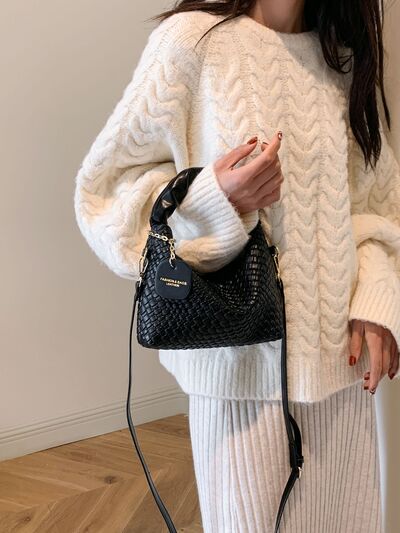 PU Leather Woven Crossbody Bag - Munsieur