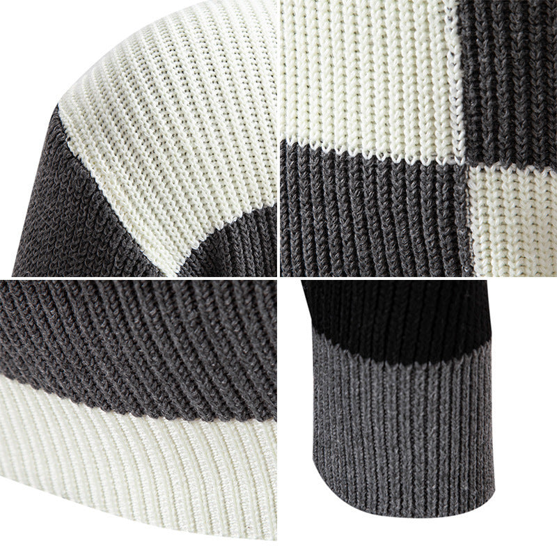 Men's Hoodie Half Turtleneck Color Matching Casual