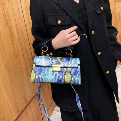 PU Leather Snakeskin Print Crossbody Bag - Munsieur
