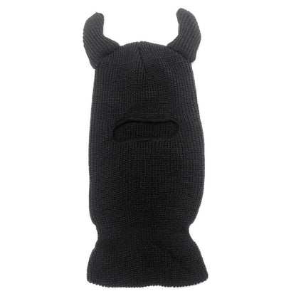 Halloween Wool Hat Mask Horn Single Hole