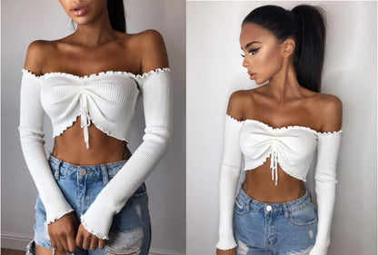 Women's One-Shoulder Long-Sleeved Blouse