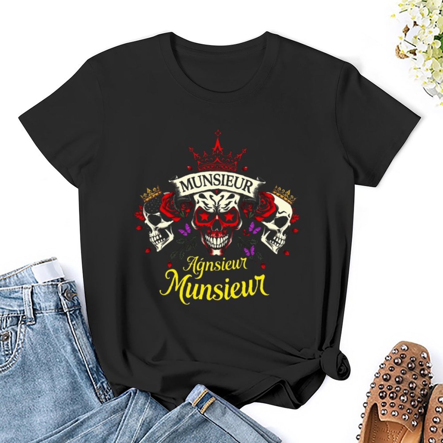 Munsieur Women's Custom T-Shirt "Agnsieur" Streetwear for Her