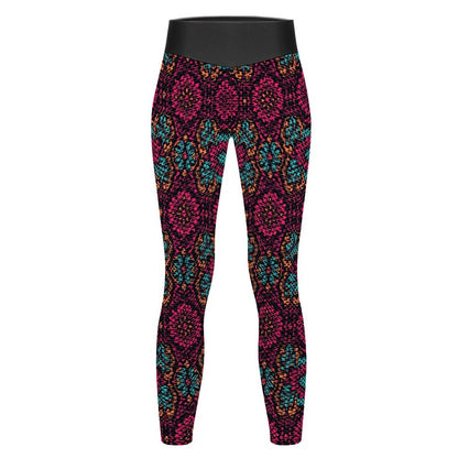 Munsieur Custom Printed Honeycomb Textured Yoga Leggings for Women