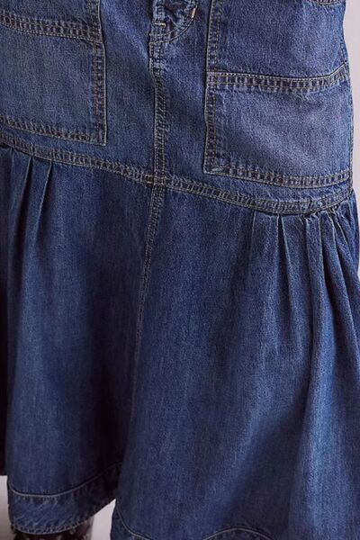 Midi Denim Skirt with Pockets - Munsieur