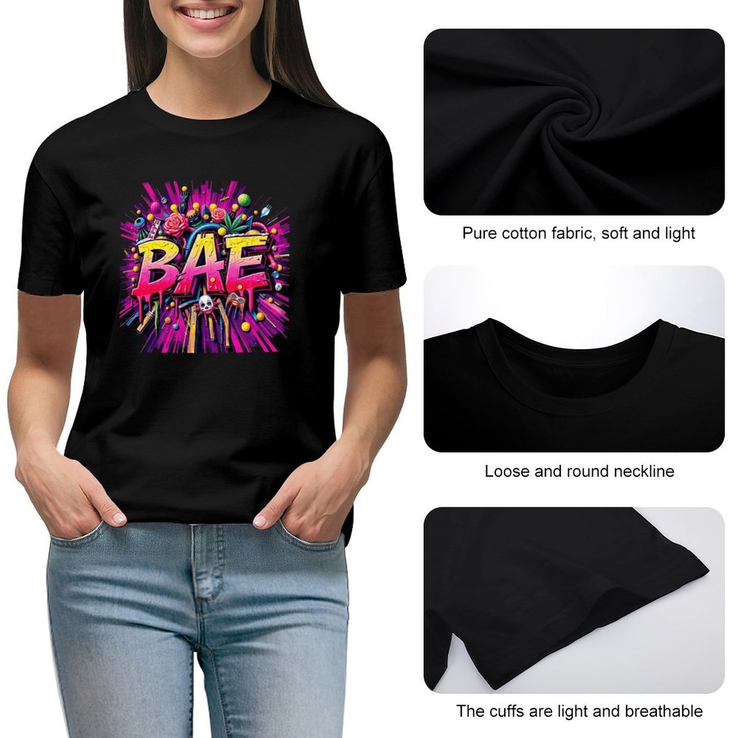 T-Shirts for Women "Bae" Streetwear Crown Co. 👑