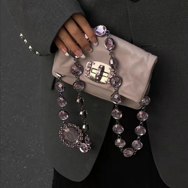 Shiny Diamond-encrusted Rhinestone Women's Trendy Messenger Handbag