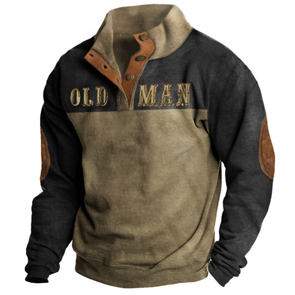 Denim Long-sleeved Tee Men's Fashion Printing Casual