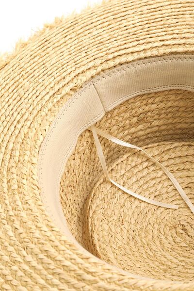 Fame Adjustable Strap Raw Hem Weave Hat - Munsieur