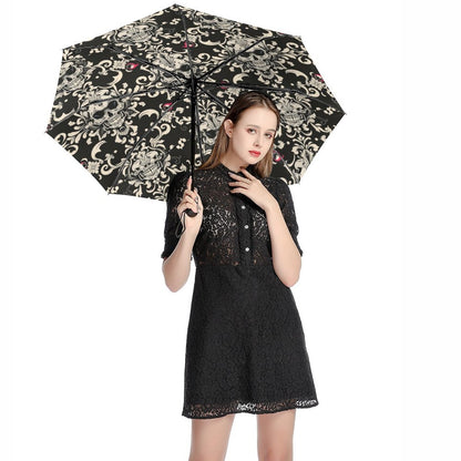 Automatic Umbrella with skull pattern inside & black outside Accessories