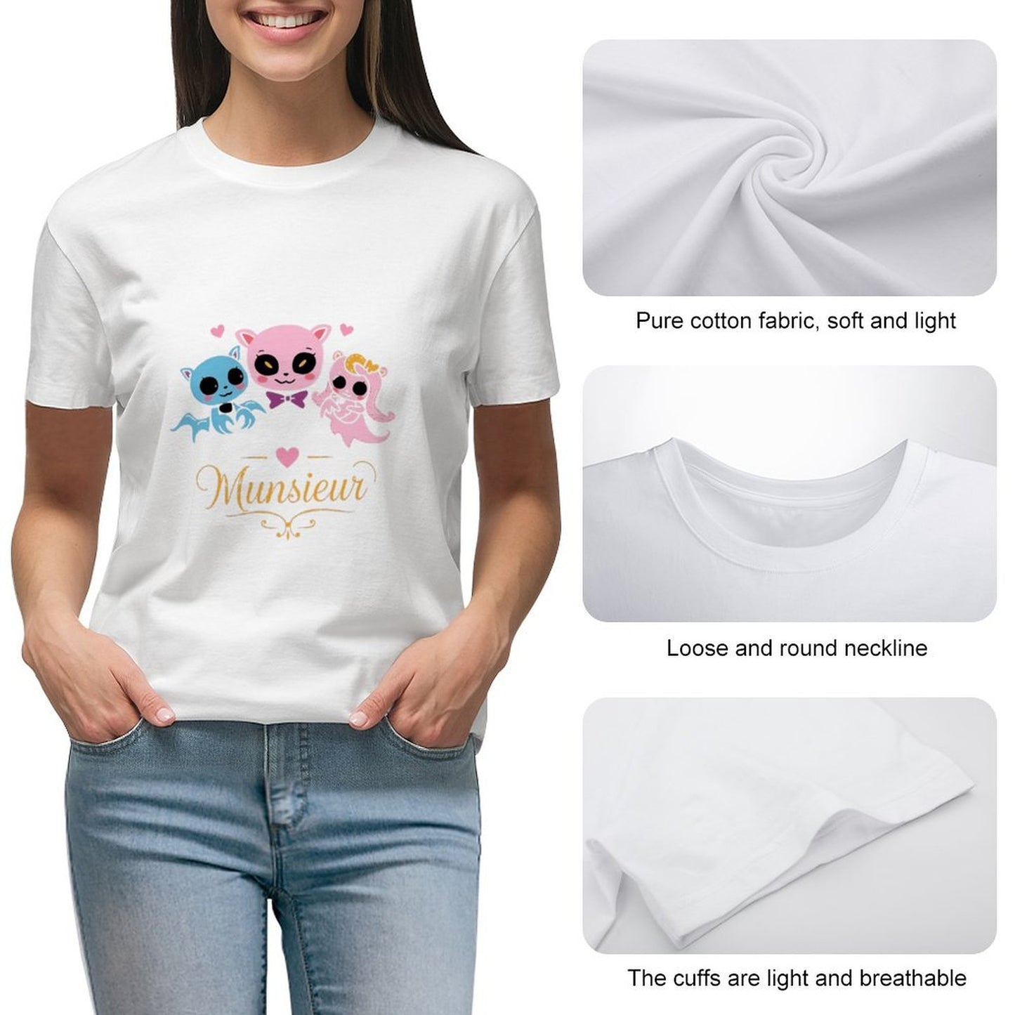 Women's Munsieur T-shirt Valentine's Day Collection "Vampire Friends" Designer Streetwear for Her
