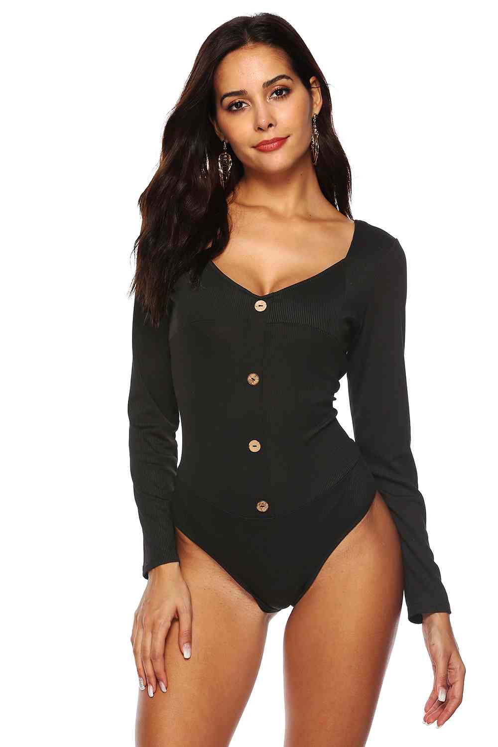Button Detail Bodysuit - Munsieur