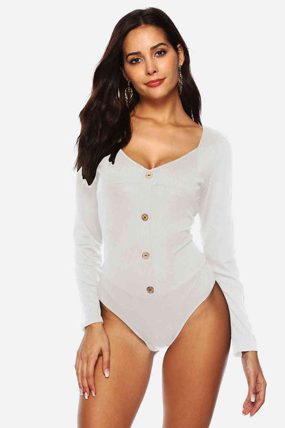 Button Detail Bodysuit - Munsieur