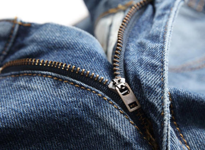 Men's Classic Blue Pants With Patched Holes