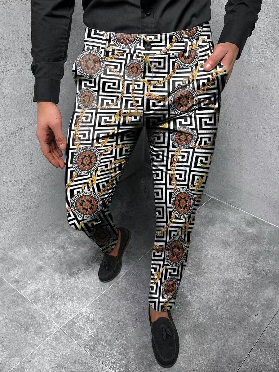 Men's Casual Abstract Contrast Micro-stretch Pants