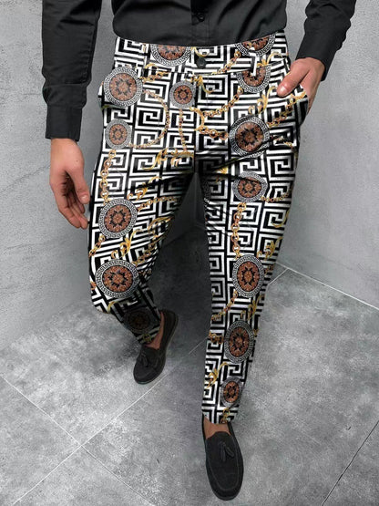 Men's Casual Abstract Contrast Micro-stretch Pants