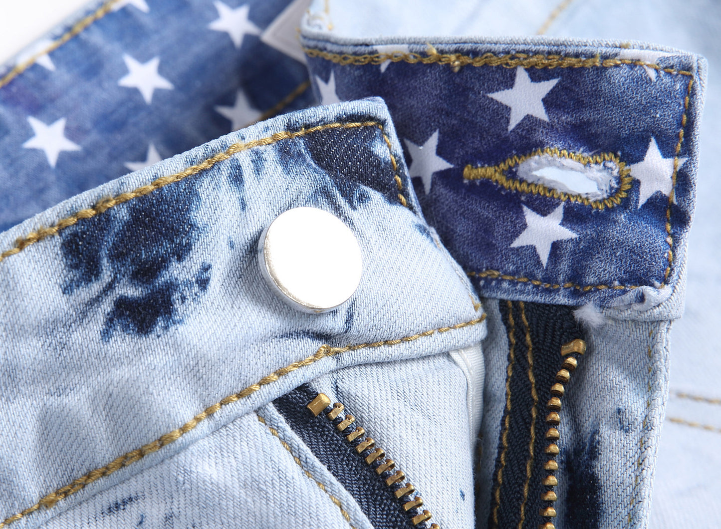 Men's Embroidery Float Fashionable Denim Pants