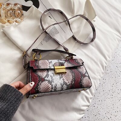 PU Leather Snakeskin Print Crossbody Bag - Munsieur