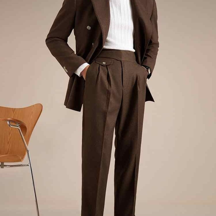 Men's Double Pleated Straight Business Casual loose fitting Pants - Munsieur