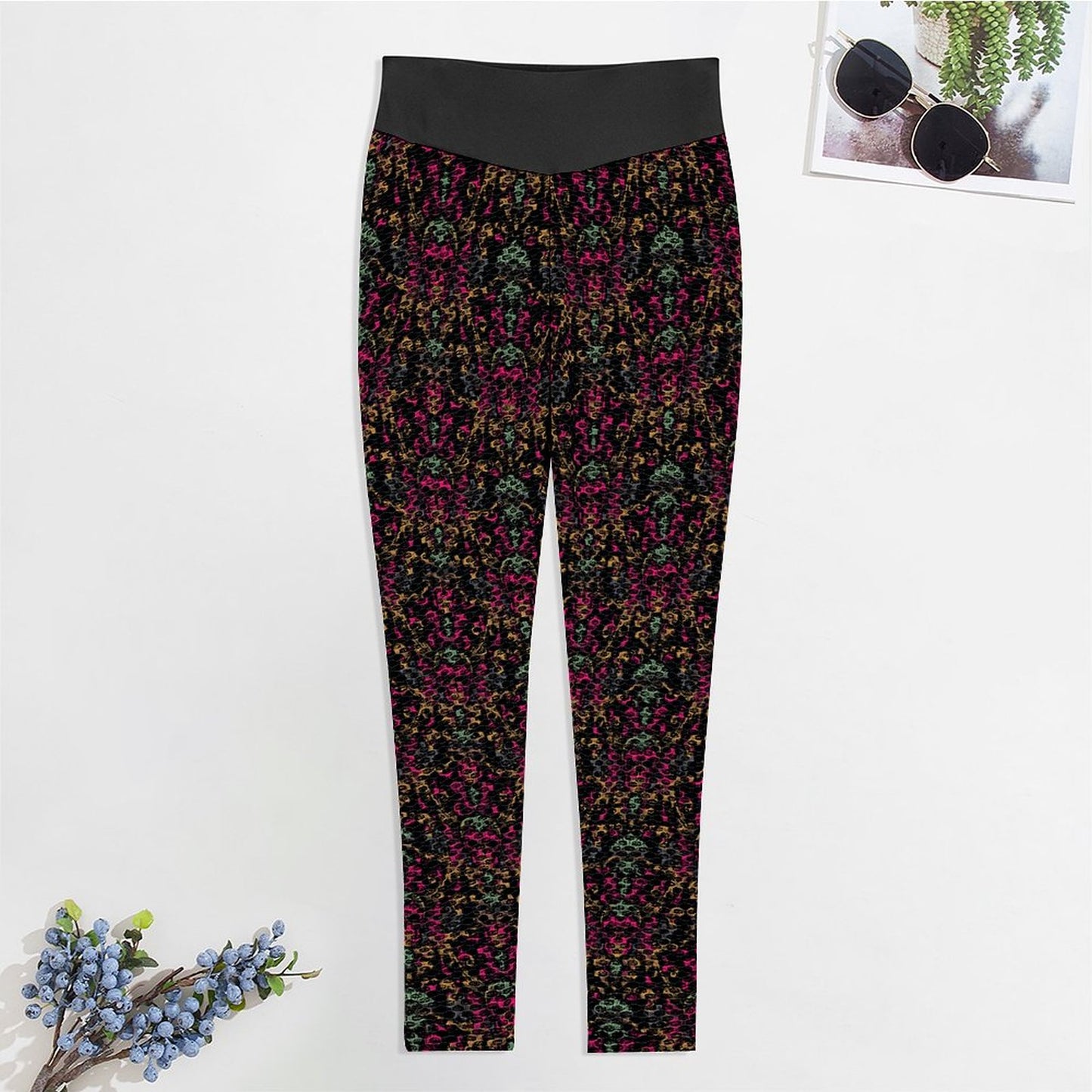 Munsieur Custom Printed Honeycomb Textured Yoga Leggings for Women