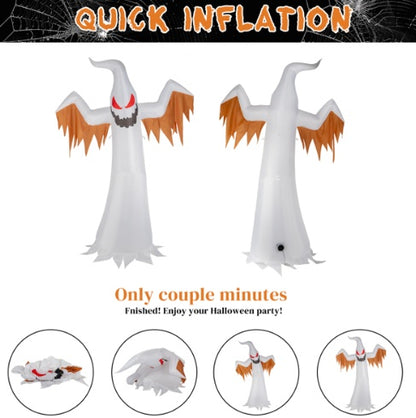 12ft 4pcs LED Lights Giant Scary Ghost Flames And Flashing Red Eyes Inflatable Halloween Decoration