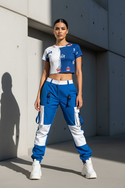 MUNSIEUR Tight cropped navel-baring T-shirt 4th of July Collection