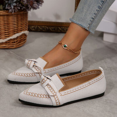 knitted Slip-On Flats with Bow - Munsieur