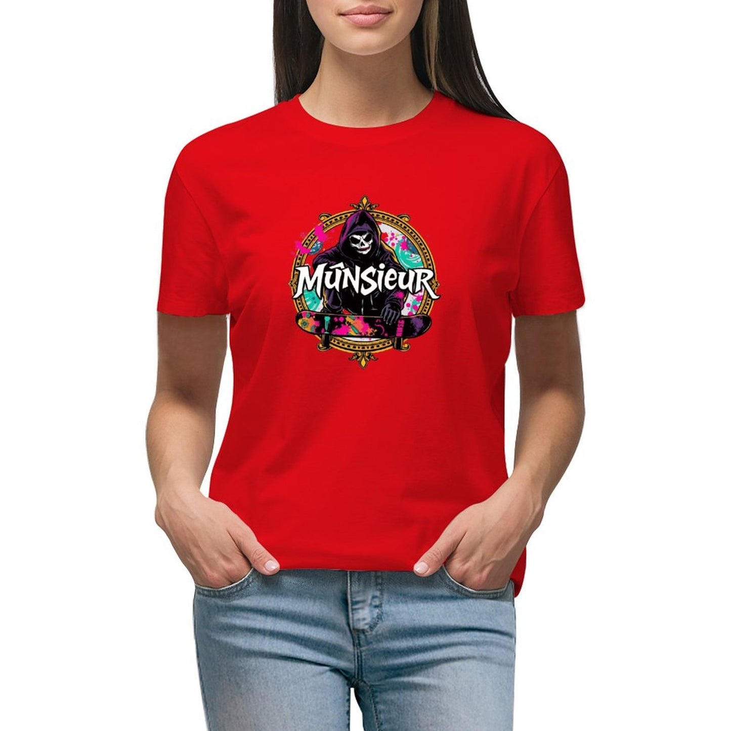 Women's T-shirt Munsieur Brand Streetwear Skater Design Skateboarding