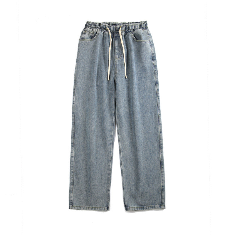 Men's Elastic Waist Loose Straight Drooping Mop Pants