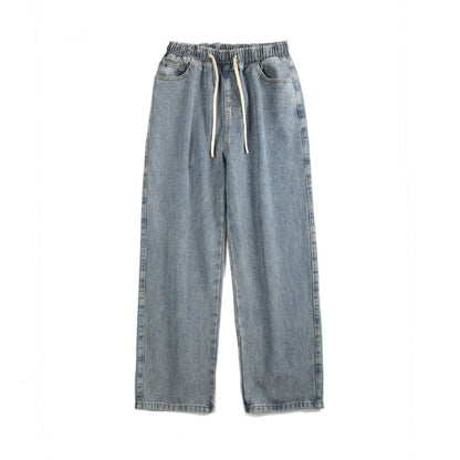 Men's Elastic Waist Loose Straight Drooping Mop Pants