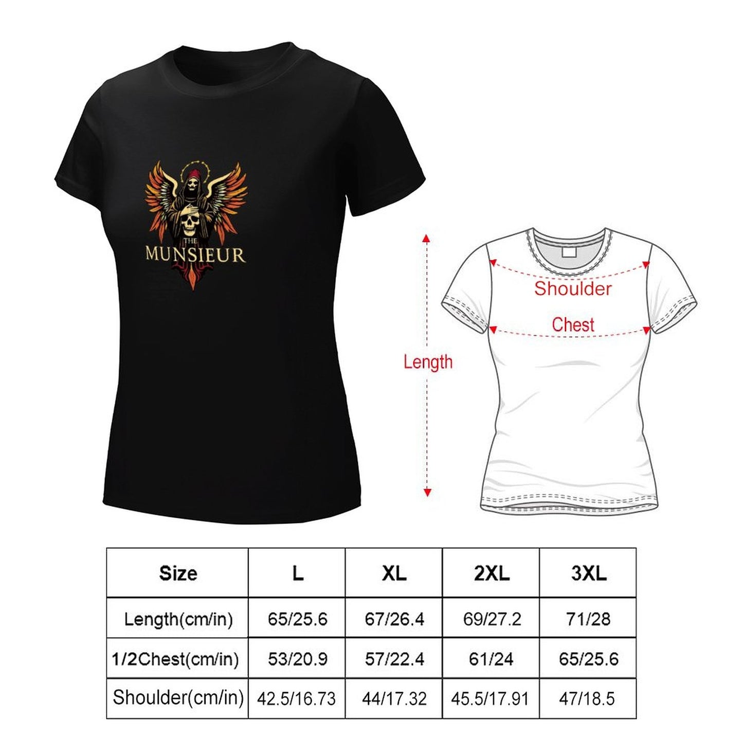 Munsieur Women's Brand T-shirt "Rebellious Angel" Designer Streetwear for Her