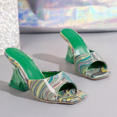 Contrast Peep Toe Mid Heels - Munsieur