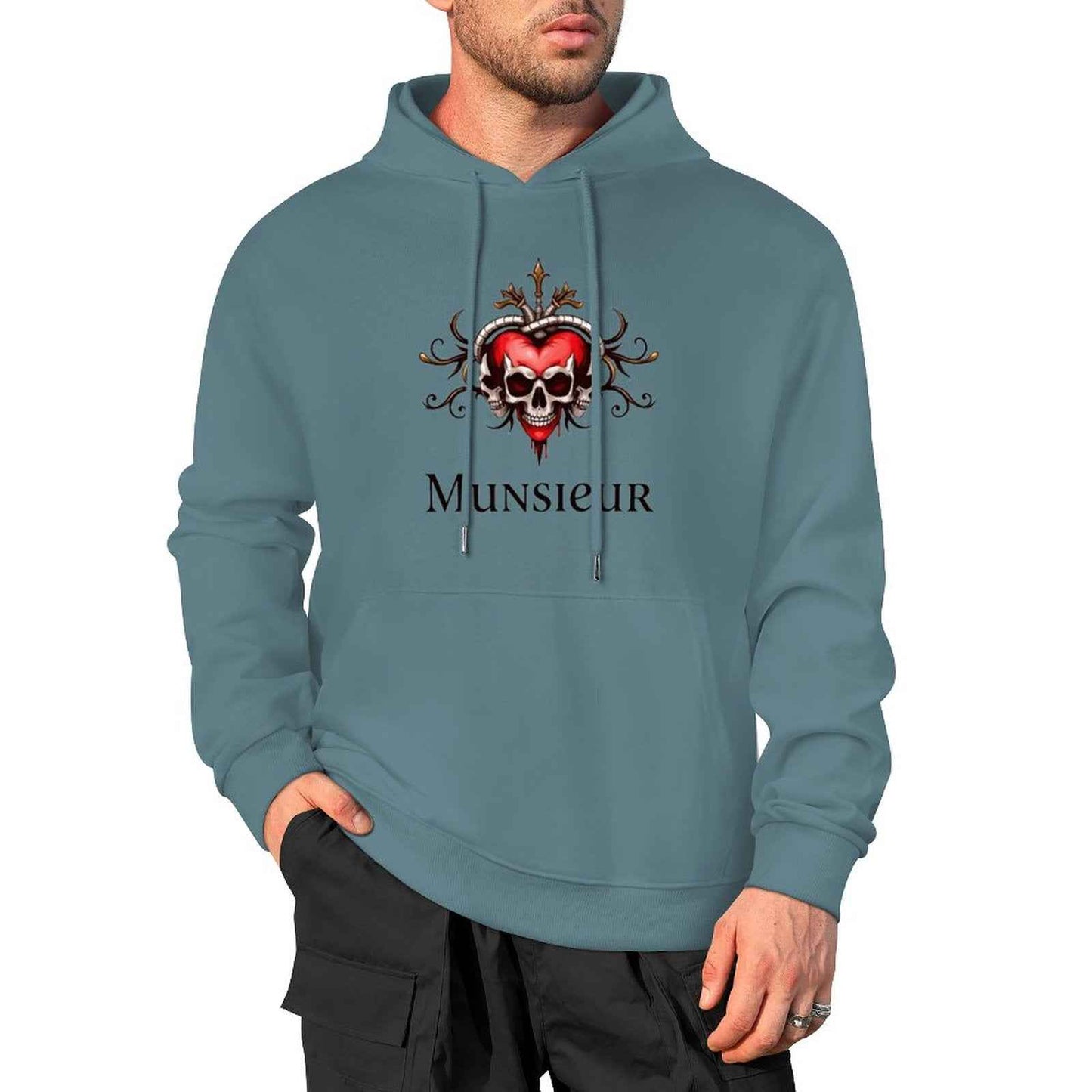 Munsieur Deadly Love: Skull Hoodie for Men - Munsieur