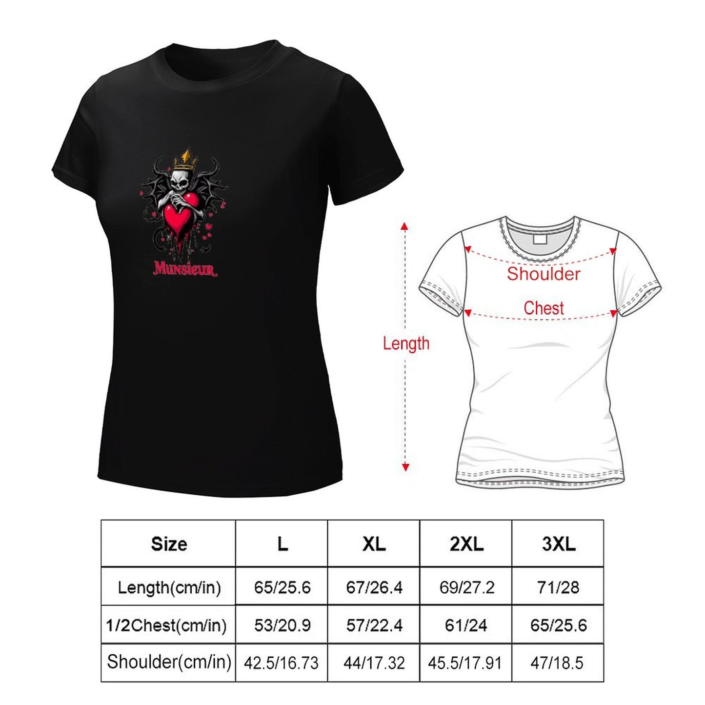Munsieur Women's T-shirt "Queen" Bleeding Collection for Valentine's Day Embroidered