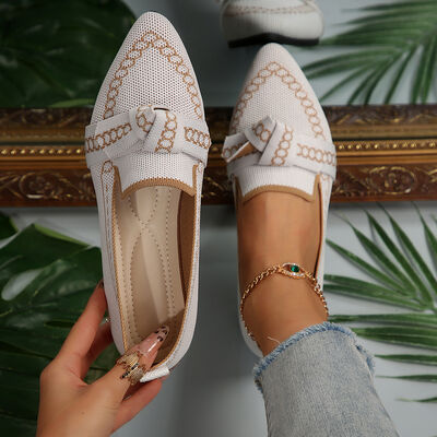knitted Slip-On Flats with Bow - Munsieur