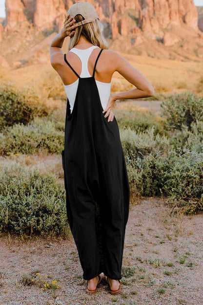 Double Take Full Size V-Neck Sleeveless Jumpsuit with Pockets - Munsieur