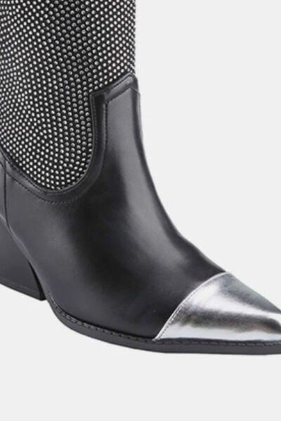 Weeboo Chunky Heel Rhinestone Western Cowboy Boots - Munsieur