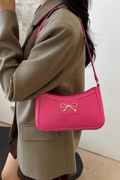 Bow Trim PU Leather Shoulder Bag - Munsieur
