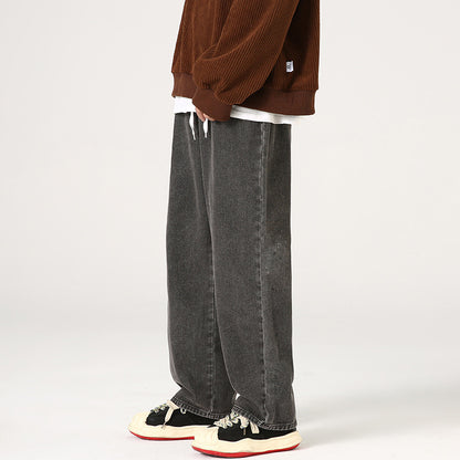 Men's Elastic Waist Loose Straight Drooping Mop Pants