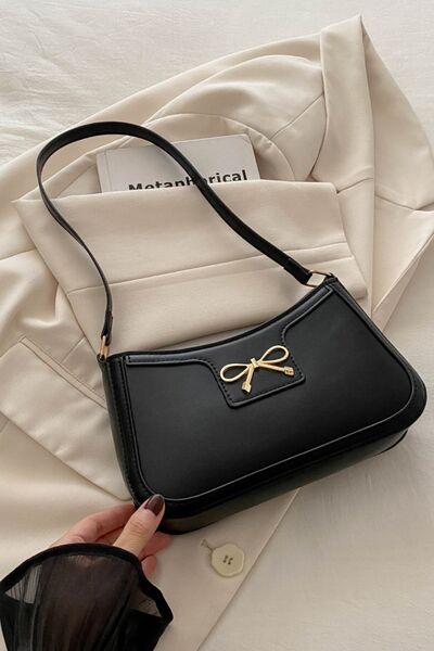 Bow Trim PU Leather Shoulder Bag - Munsieur