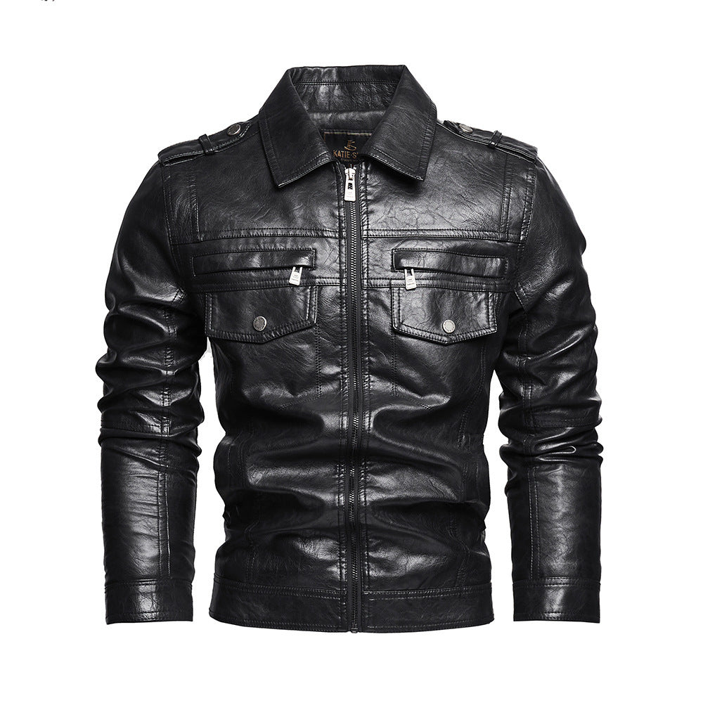 Men's Lapel Fashion Casual Men's Clothing Leather Coat Motorcycle Style - Munsieur