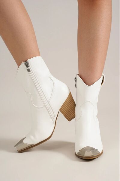 Beast Fashion Faux Leather Block Heel Boots with Side Zippers - Munsieur