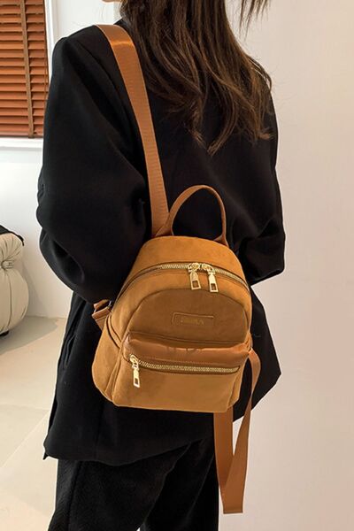 Chic Suede Adjustable Strap Backpack for Everyday Use - Munsieur