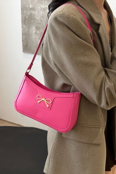 Bow Trim PU Leather Shoulder Bag - Munsieur