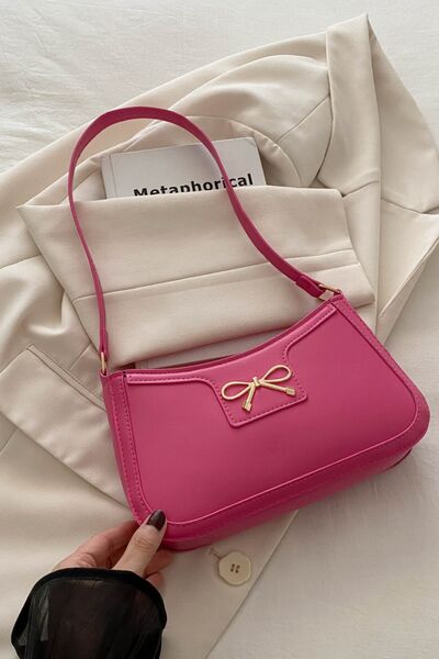 Bow Trim PU Leather Shoulder Bag - Munsieur
