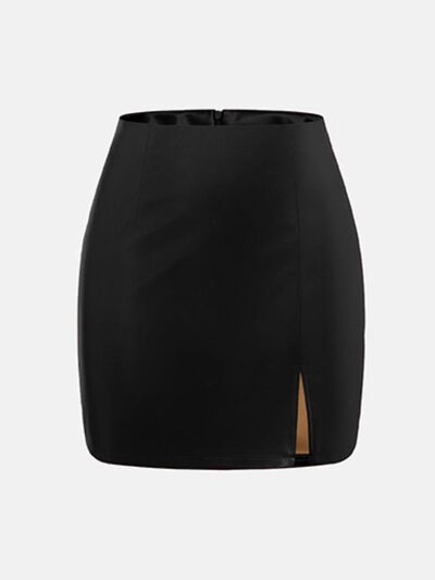 Slit Mini Skirt with Zipper - Munsieur