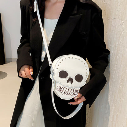 Halloween Skull Crossbody Bag - Gothic Messenger Shoulder Bag for Women