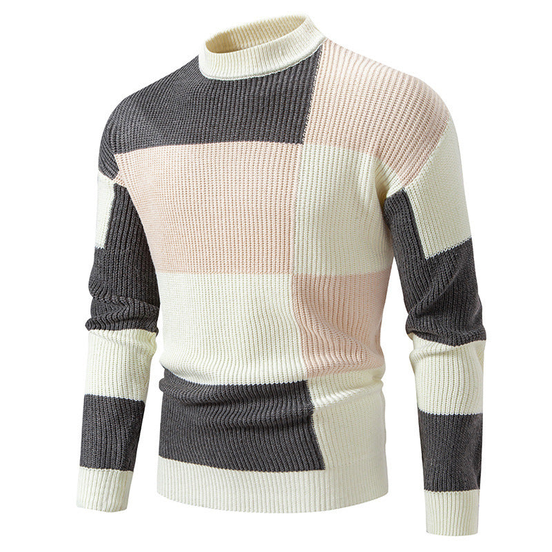 Men's Hoodie Half Turtleneck Color Matching Casual